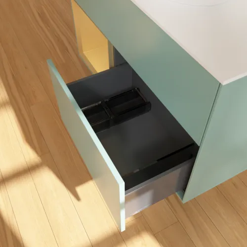 Bild von VILLEROY BOCH Finion Waschbeckenunterschrank, mit Beleuchtung, 2 Auszüge, 1000 x 603 x 501 mm, Olive Matt Lacquer / Gold Matt Lacquer / Glass White Matt #F891HFGM