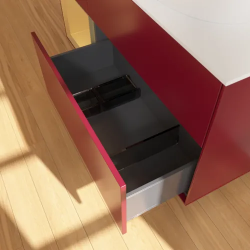 Bild von VILLEROY BOCH Finion Waschbeckenunterschrank, mit Beleuchtung, 3 Auszüge, 1200 x 603 x 501 mm, Peony Matt Lacquer / Gold Matt Lacquer / Glass White Matt #F921HFHB