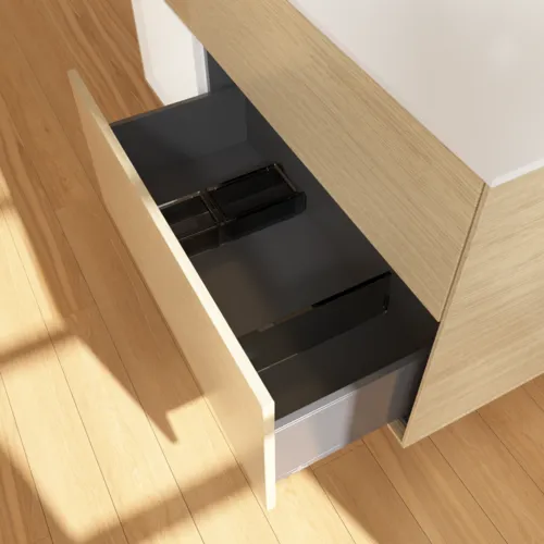 Bild von VILLEROY BOCH Finion Waschbeckenunterschrank, mit Beleuchtung, 3 Auszüge, 1200 x 603 x 501 mm, Oak Veneer / White Matt Lacquer / Glass White Matt #F941MTPC