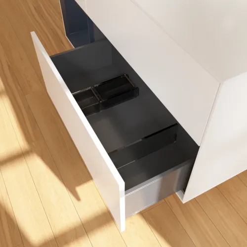 Bild von VILLEROY BOCH Finion Waschbeckenunterschrank, mit Beleuchtung, 3 Auszüge, 1200 x 603 x 501 mm, White Matt Lacquer / Midnight Blue Matt Lacquer / Glass White Matt #F941HGMT