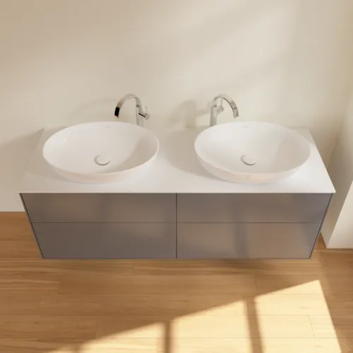 Bild von VILLEROY BOCH Finion Waschbeckenunterschrank, 4 Auszüge, 1600 x 603 x 501 mm, Anthracite Matt Lacquer / Glass White Matt #F96100GK