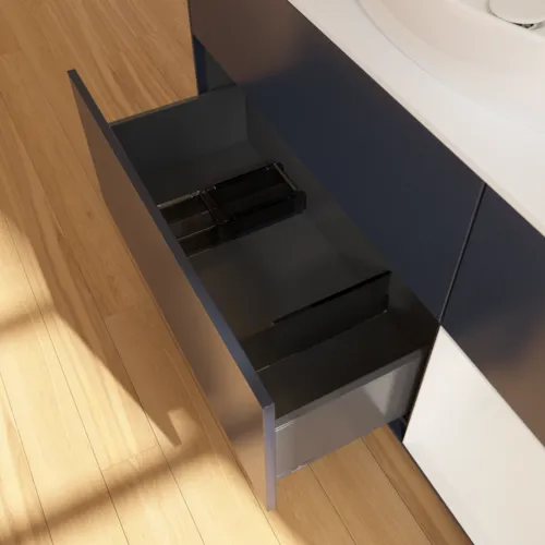 Obrázek VILLEROY BOCH Finion Vanity unit, with lighting, 3 pull-out compartments, 1200 x 603 x 501 mm, Midnight Blue Matt Lacquer / Glossy White Lacquer / Glass White Matt #F951GFHG