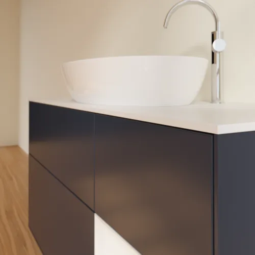 Obrázek VILLEROY BOCH Finion Vanity unit, with lighting, 3 pull-out compartments, 1200 x 603 x 501 mm, Midnight Blue Matt Lacquer / Glossy White Lacquer / Glass White Matt #F951GFHG