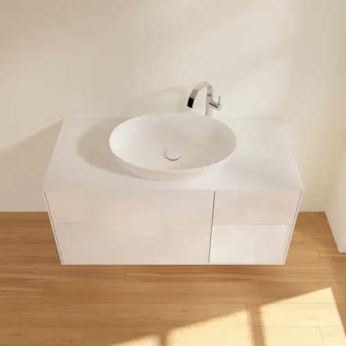Bild von VILLEROY BOCH Finion Waschbeckenunterschrank, mit Beleuchtung, 3 Auszüge, 1200 x 603 x 501 mm, Glossy White Lacquer / Glossy White Lacquer / Glass White Matt #F951GFGF