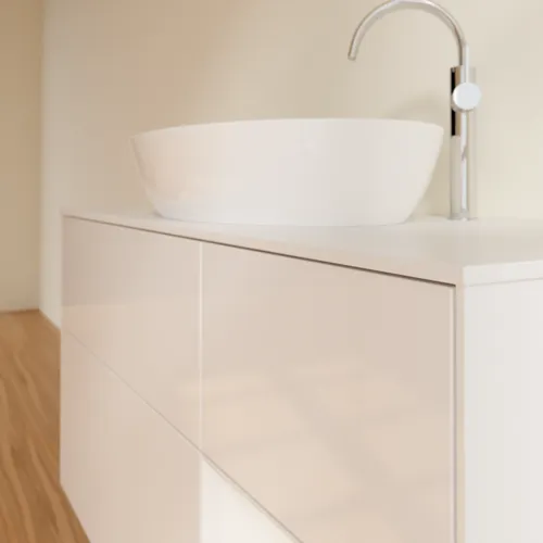 Bild von VILLEROY BOCH Finion Waschbeckenunterschrank, mit Beleuchtung, 3 Auszüge, 1200 x 603 x 501 mm, Glossy White Lacquer / Glossy White Lacquer / Glass White Matt #F951GFGF
