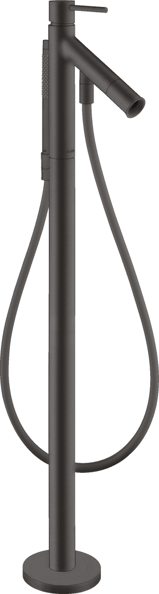 HANSGROHE AXOR Starck Tek kollu banyo bataryası yerden yuvarlak çubuk volan ile #10456340 - Mat Siyah Krom resmi