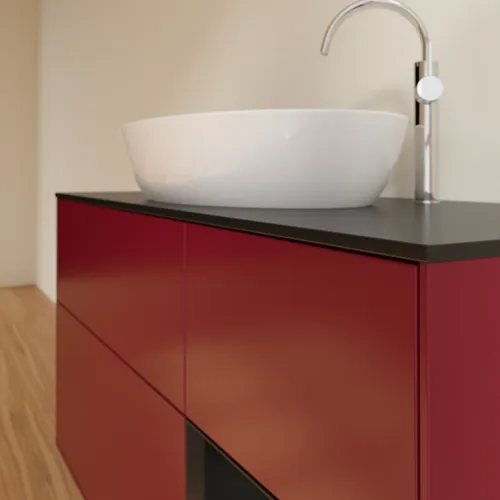 VILLEROY BOCH Finion Waschbeckenunterschrank, mit Beleuchtung, 3 Auszüge, 1200 x 603 x 501 mm, Peony Matt Lacquer / Black Matt Lacquer / Glass Black Matt #F952PDHB, Bild 6