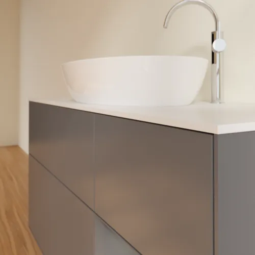 Bild von VILLEROY BOCH Finion Waschbeckenunterschrank, mit Beleuchtung, 3 Auszüge, 1200 x 603 x 501 mm, Anthracite Matt Lacquer / Anthracite Matt Lacquer / Glass White Matt #F951GKGK