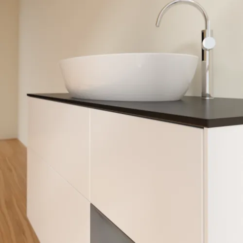 Bild von VILLEROY BOCH Finion Waschbeckenunterschrank, mit Beleuchtung, 3 Auszüge, 1200 x 603 x 501 mm, White Matt Lacquer / Anthracite Matt Lacquer / Glass Black Matt #F952GKMT