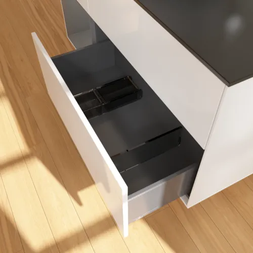 Bild von VILLEROY BOCH Finion Waschbeckenunterschrank, mit Beleuchtung, 3 Auszüge, 1200 x 603 x 501 mm, Glossy White Lacquer / Anthracite Matt Lacquer / Glass Black Matt #F942GKGF