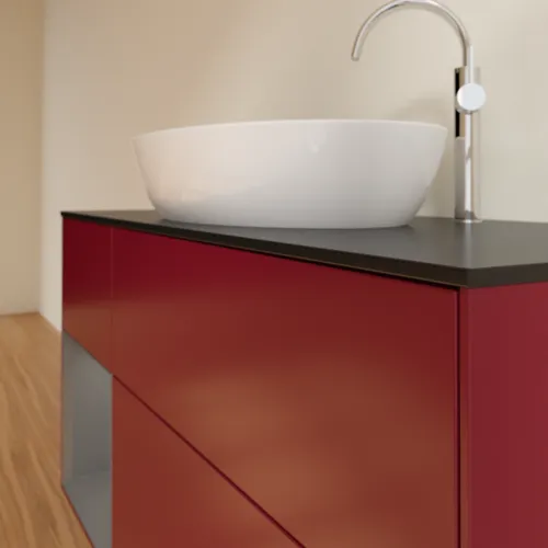 VILLEROY BOCH Finion Waschbeckenunterschrank, mit Beleuchtung, 3 Auszüge, 1200 x 603 x 501 mm, Peony Matt Lacquer / Anthracite Matt Lacquer / Glass Black Matt #F942GKHB, Bild 6