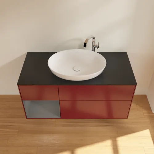 VILLEROY BOCH Finion Waschbeckenunterschrank, mit Beleuchtung, 3 Auszüge, 1200 x 603 x 501 mm, Peony Matt Lacquer / Anthracite Matt Lacquer / Glass Black Matt #F942GKHB, Bild 4
