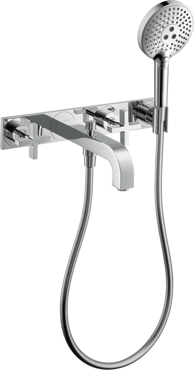 Picture of HANSGROHE AXOR Citterio 3-hole bath mixer for concealed installation wall-mounted with cross handles and plate #39441000 - Chrome
