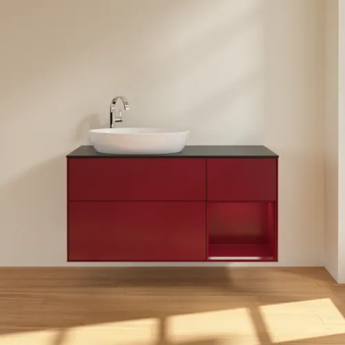 VILLEROY BOCH Finion Waschbeckenunterschrank, mit Beleuchtung, 3 Auszüge, 1200 x 603 x 501 mm, Peony Matt Lacquer / Peony Matt Lacquer / Glass Black Matt #F932HBHB, Bild 3