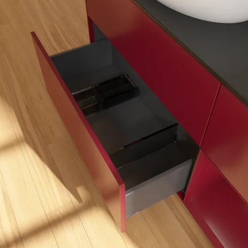 VILLEROY BOCH Finion Waschbeckenunterschrank, mit Beleuchtung, 3 Auszüge, 1200 x 603 x 501 mm, Peony Matt Lacquer / Peony Matt Lacquer / Glass Black Matt #F932HBHB, Bild 7