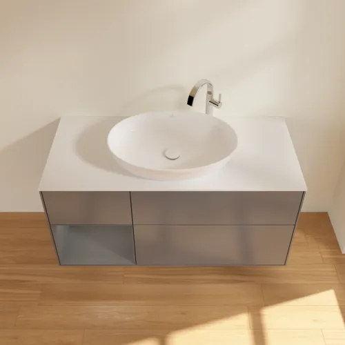 Bild von VILLEROY BOCH Finion Waschbeckenunterschrank, mit Beleuchtung, 3 Auszüge, 1200 x 603 x 501 mm, Anthracite Matt Lacquer / Anthracite Matt Lacquer / Glass White Matt #F941GKGK