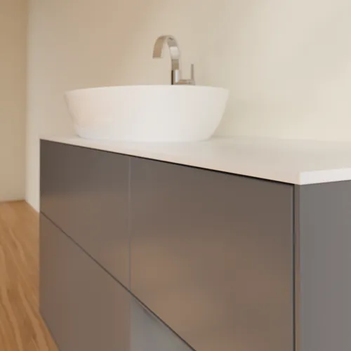 Bild von VILLEROY BOCH Finion Waschbeckenunterschrank, mit Beleuchtung, 3 Auszüge, 1200 x 603 x 501 mm, Anthracite Matt Lacquer / Anthracite Matt Lacquer / Glass White Matt #F931GKGK