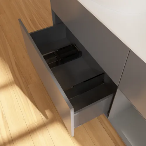 Bild von VILLEROY BOCH Finion Waschbeckenunterschrank, mit Beleuchtung, 3 Auszüge, 1200 x 603 x 501 mm, Anthracite Matt Lacquer / Anthracite Matt Lacquer / Glass White Matt #F931GKGK