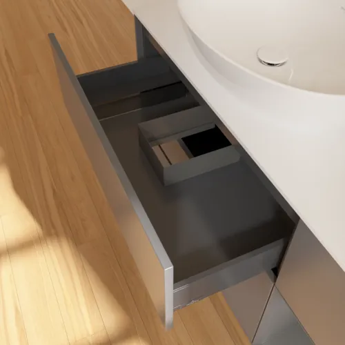 Bild von VILLEROY BOCH Finion Waschbeckenunterschrank, mit Beleuchtung, 3 Auszüge, 1200 x 603 x 501 mm, Anthracite Matt Lacquer / Anthracite Matt Lacquer / Glass White Matt #F931GKGK