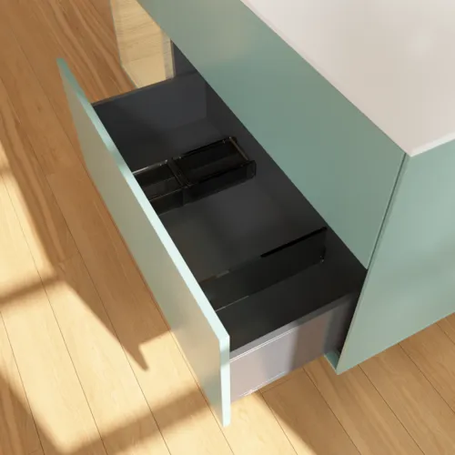 Bild von VILLEROY BOCH Finion Waschbeckenunterschrank, mit Beleuchtung, 3 Auszüge, 1200 x 603 x 501 mm, Olive Matt Lacquer / Oak Veneer / Glass White Matt #F941PCGM