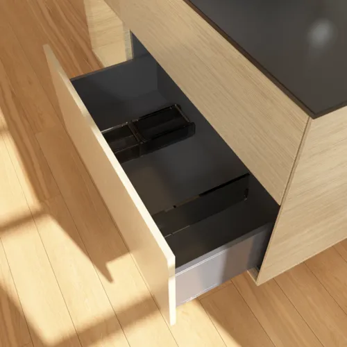 Bild von VILLEROY BOCH Finion Waschbeckenunterschrank, mit Beleuchtung, 3 Auszüge, 1200 x 603 x 501 mm, Oak Veneer / Oak Veneer / Glass Black Matt #F942PCPC