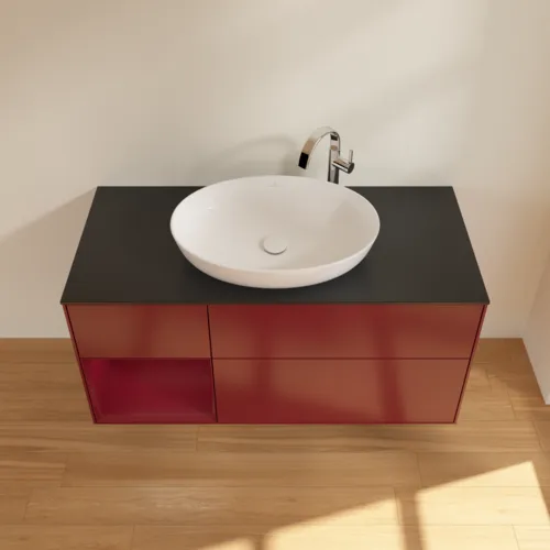 VILLEROY BOCH Finion Waschbeckenunterschrank, mit Beleuchtung, 3 Auszüge, 1200 x 603 x 501 mm, Peony Matt Lacquer / Peony Matt Lacquer / Glass Black Matt #F942HBHB, Bild 4