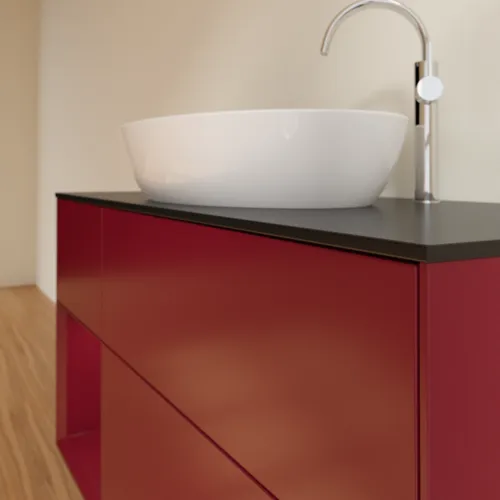 VILLEROY BOCH Finion Waschbeckenunterschrank, mit Beleuchtung, 3 Auszüge, 1200 x 603 x 501 mm, Peony Matt Lacquer / Peony Matt Lacquer / Glass Black Matt #F942HBHB, Bild 6