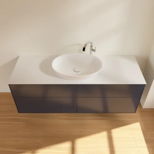 VILLEROY BOCH Finion Waschbeckenunterschrank, 4 Auszüge, 1600 x 603 x 501 mm, Midnight Blue Matt Lacquer / Glass White Matt #F97100HG, Bild 4