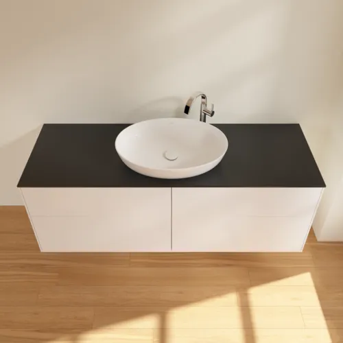 VILLEROY BOCH Finion Waschbeckenunterschrank, 4 Auszüge, 1600 x 603 x 501 mm, White Matt Lacquer / Glass Black Matt #F97200MT, Bild 4