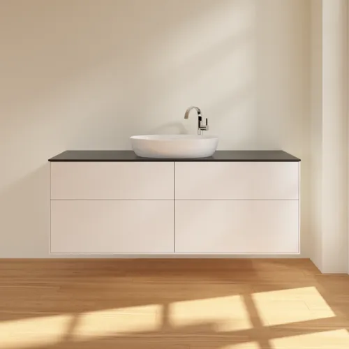 VILLEROY BOCH Finion Waschbeckenunterschrank, 4 Auszüge, 1600 x 603 x 501 mm, White Matt Lacquer / Glass Black Matt #F97200MT, Bild 3
