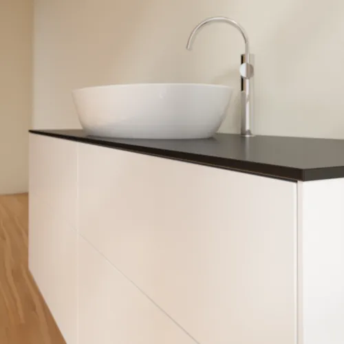 VILLEROY BOCH Finion Waschbeckenunterschrank, 4 Auszüge, 1600 x 603 x 501 mm, White Matt Lacquer / Glass Black Matt #F97200MT, Bild 5