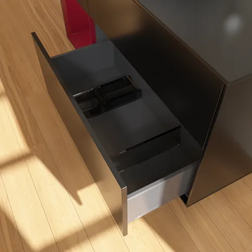 Bild von VILLEROY BOCH Finion Waschbeckenunterschrank, mit Beleuchtung, 3 Auszüge, 1200 x 603 x 501 mm, Black Matt Lacquer / Peony Matt Lacquer / Glass Black Matt #F942HBPD