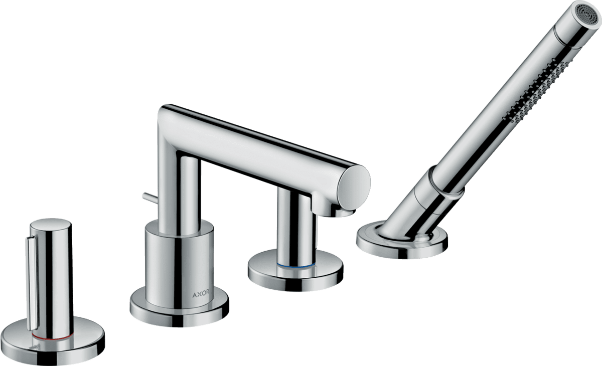 Picture of HANSGROHE AXOR Uno 4-hole rim mounted bath mixer with zero handles #45444000 - Chrome