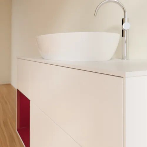 Bild von VILLEROY BOCH Finion Waschbeckenunterschrank, mit Beleuchtung, 3 Auszüge, 1200 x 603 x 501 mm, White Matt Lacquer / Peony Matt Lacquer / Glass White Matt #F941HBMT