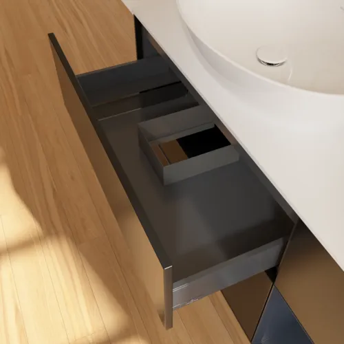 VILLEROY BOCH Finion Waschbeckenunterschrank, mit Beleuchtung, 3 Auszüge, 1200 x 603 x 501 mm, Black Matt Lacquer / Midnight Blue Matt Lacquer / Glass White Matt #F931HGPD, Bild 8
