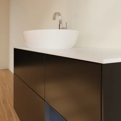 VILLEROY BOCH Finion Waschbeckenunterschrank, mit Beleuchtung, 3 Auszüge, 1200 x 603 x 501 mm, Black Matt Lacquer / Midnight Blue Matt Lacquer / Glass White Matt #F931HGPD, Bild 6