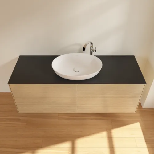 VILLEROY BOCH Finion Waschbeckenunterschrank, 4 Auszüge, 1600 x 603 x 501 mm, Oak Veneer / Glass Black Matt #F97200PC, Bild 4