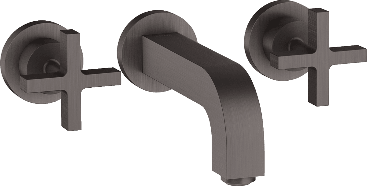 HANSGROHE AXOR Citterio 3-Loch Waschtischarmatur Unterputz für Wandmontage mit Auslauf 162 mm, Kreuzgriffen und Rosetten #39313340 - Brushed Black Chrome
