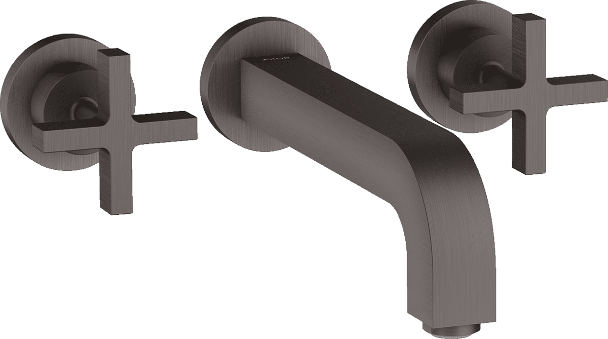 HANSGROHE AXOR Citterio 3-Loch Waschtischarmatur Unterputz für Wandmontage mit Auslauf 222 mm, Kreuzgriffen und Rosetten #39143340 - Brushed Black Chrome