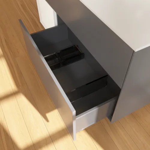 Bild von VILLEROY BOCH Finion Waschbeckenunterschrank, mit Beleuchtung, 3 Auszüge, 1200 x 603 x 501 mm, Anthracite Matt Lacquer / White Matt Lacquer / Glass White Matt #F941MTGK