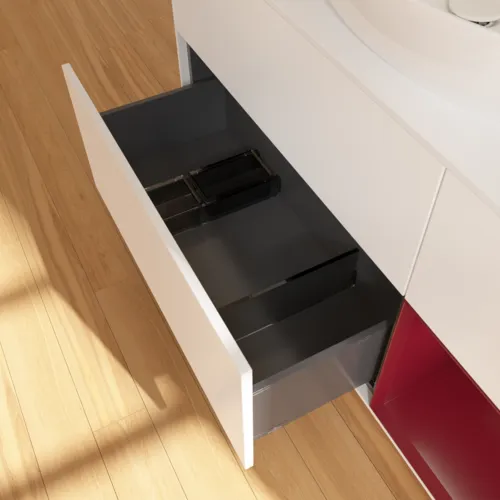 Bild von VILLEROY BOCH Finion Waschbeckenunterschrank, mit Beleuchtung, 3 Auszüge, 1200 x 603 x 501 mm, White Matt Lacquer / Peony Matt Lacquer / Glass White Matt #F951HBMT