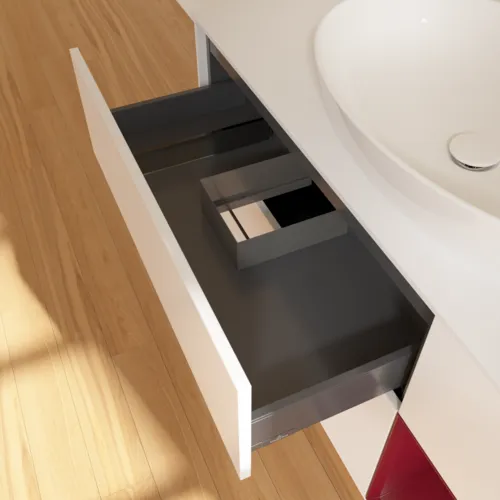 Bild von VILLEROY BOCH Finion Waschbeckenunterschrank, mit Beleuchtung, 3 Auszüge, 1200 x 603 x 501 mm, White Matt Lacquer / Peony Matt Lacquer / Glass White Matt #F951HBMT