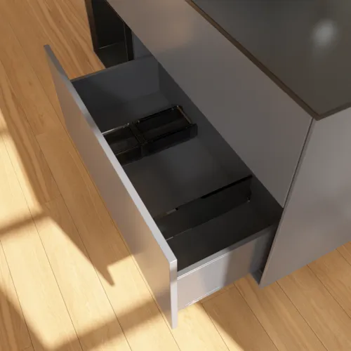 VILLEROY BOCH Finion Waschbeckenunterschrank, mit Beleuchtung, 3 Auszüge, 1200 x 603 x 501 mm, Anthracite Matt Lacquer / Black Matt Lacquer / Glass Black Matt #F942PDGK, Bild 7