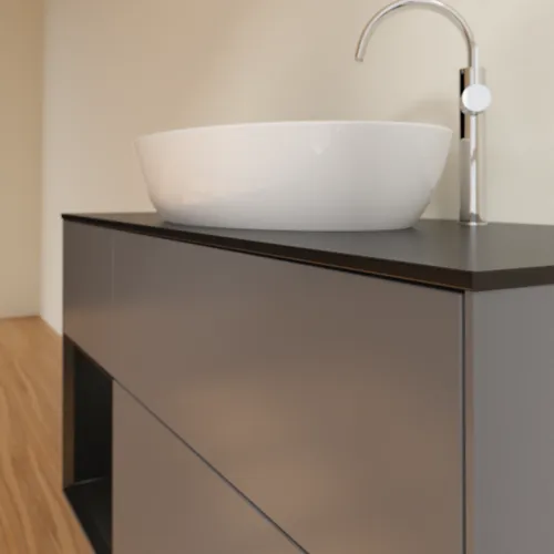 VILLEROY BOCH Finion Waschbeckenunterschrank, mit Beleuchtung, 3 Auszüge, 1200 x 603 x 501 mm, Anthracite Matt Lacquer / Black Matt Lacquer / Glass Black Matt #F942PDGK, Bild 6