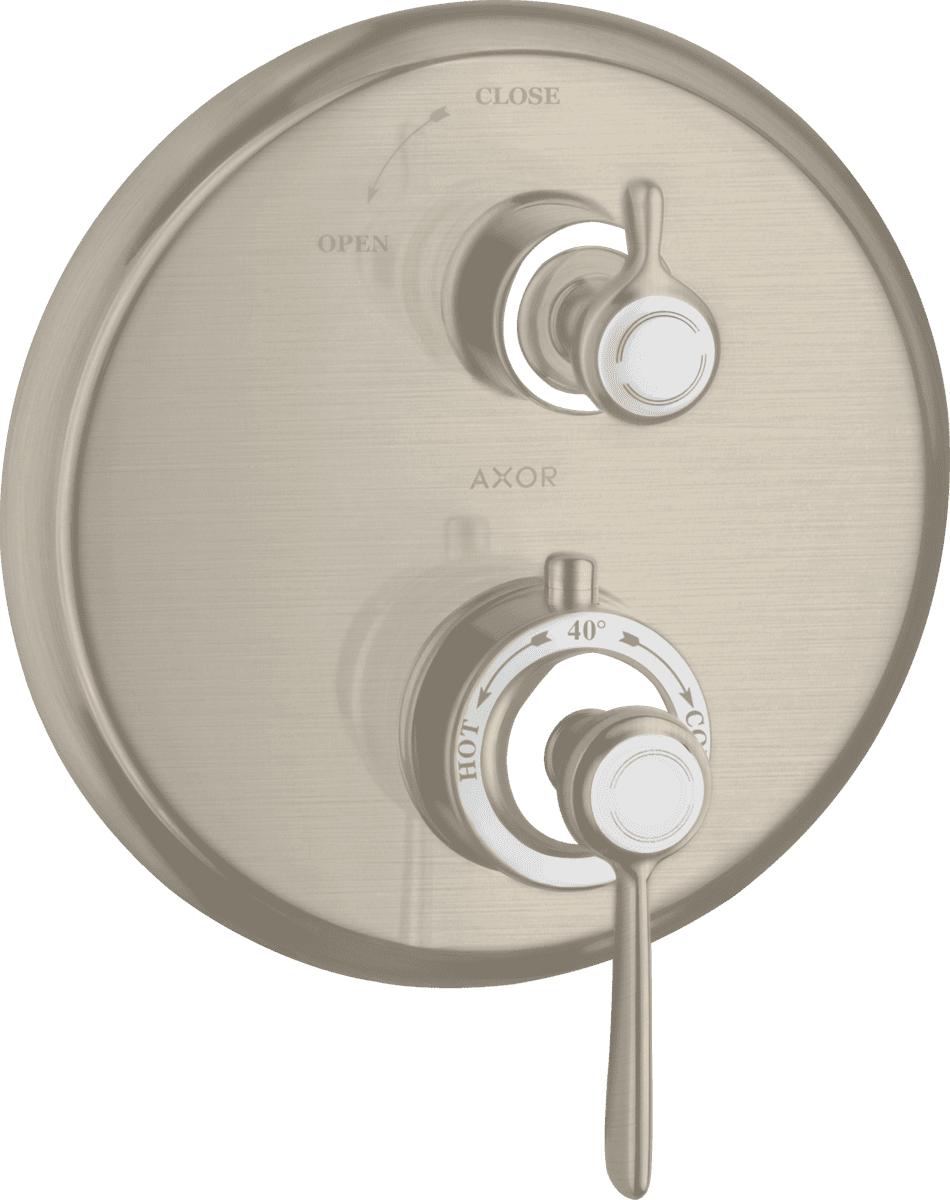 Зображення з  HANSGROHE AXOR Montreux Thermostat for concealed installation with lever handle and shut-off valve #16801820 - Brushed Nickel