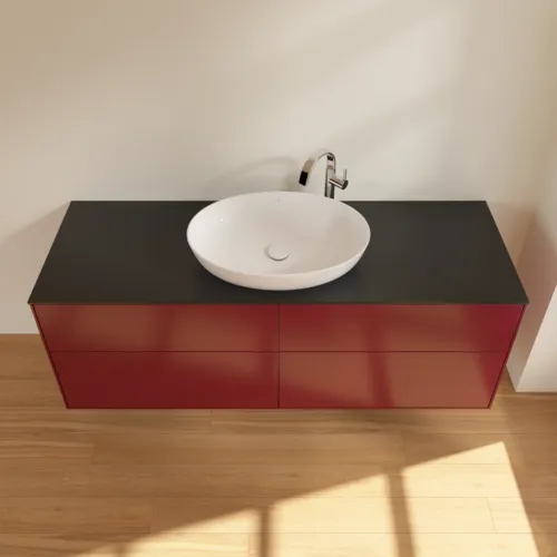 VILLEROY BOCH Finion Waschbeckenunterschrank, 4 Auszüge, 1600 x 603 x 501 mm, Peony Matt Lacquer / Glass Black Matt #F97200HB, Bild 4