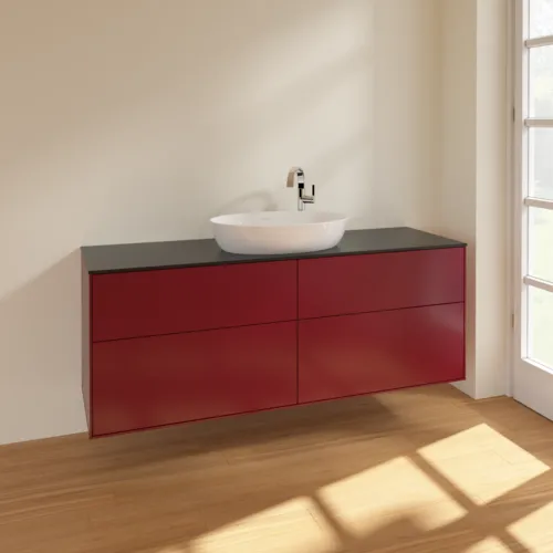 VILLEROY BOCH Finion Waschbeckenunterschrank, 4 Auszüge, 1600 x 603 x 501 mm, Peony Matt Lacquer / Glass Black Matt #F97200HB, Bild 2