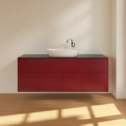 VILLEROY BOCH Finion Waschbeckenunterschrank, 4 Auszüge, 1600 x 603 x 501 mm, Peony Matt Lacquer / Glass Black Matt #F97200HB, Bild 3