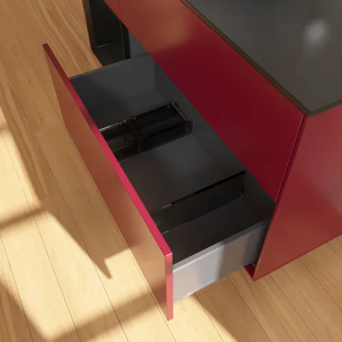Bild von VILLEROY BOCH Finion Waschbeckenunterschrank, mit Beleuchtung, 3 Auszüge, 1200 x 603 x 501 mm, Peony Matt Lacquer / Black Matt Lacquer / Glass Black Matt #F942PDHB