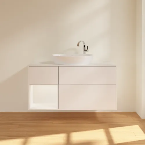 Bild von VILLEROY BOCH Finion Waschbeckenunterschrank, mit Beleuchtung, 3 Auszüge, 1200 x 603 x 501 mm, White Matt Lacquer / White Matt Lacquer / Glass White Matt #F941MTMT